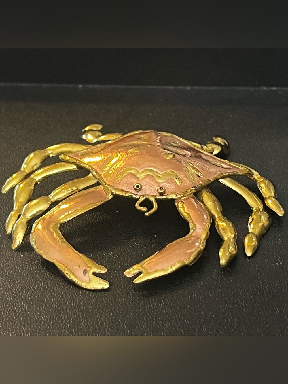 Brass and Copper Crab Accent Sculpture - Gold and Copper Tone